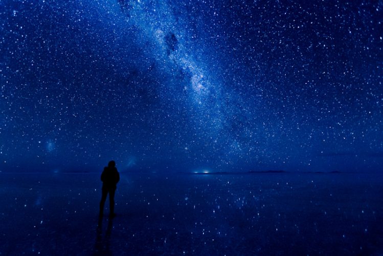 アタカマ塩原・ボリビア アタカマ塩原に映る夜の星空