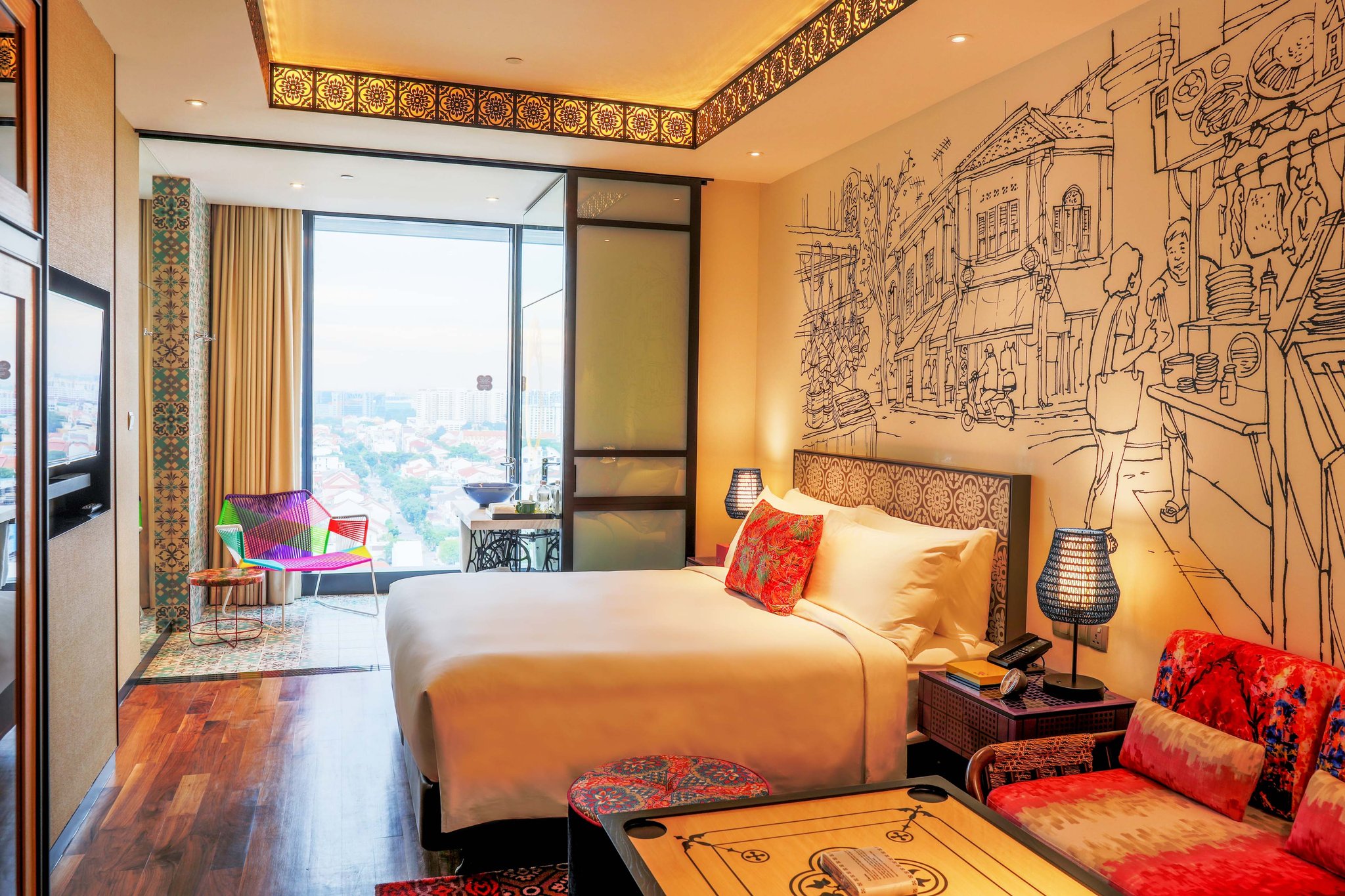 シンガポールのホテル インディゴのアーティスティックな客室