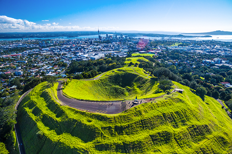 ニュージーランド・オークランドのエデン山　上空からの風景